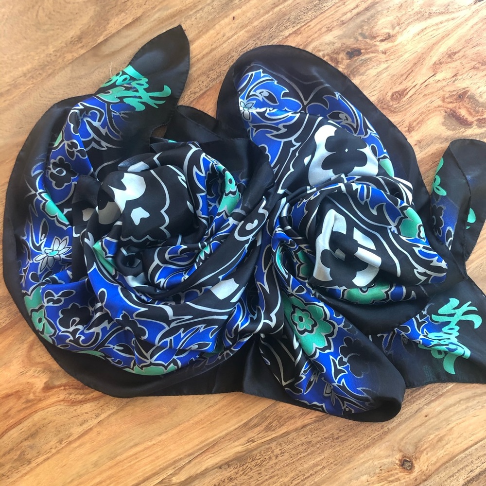 Black green blue gray silk Halé Bob scarf